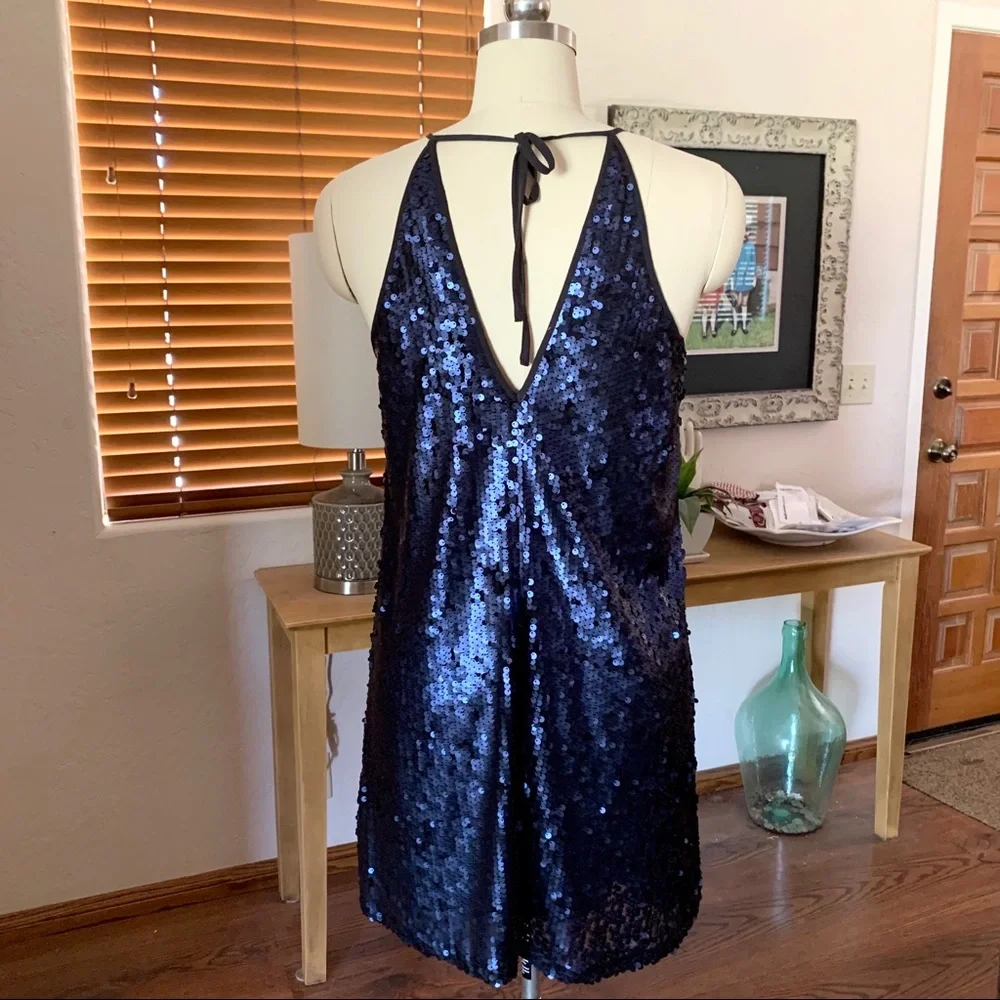 Flirty midnight blue matte sequin Forever 21 (?) mini dress - Picture 6 of 11